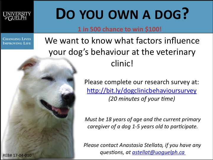 Survey for dog owners Why are some dogs afraid of the vet? Ontario