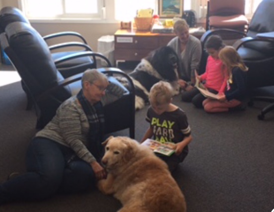 children reading to dogs, renfrew