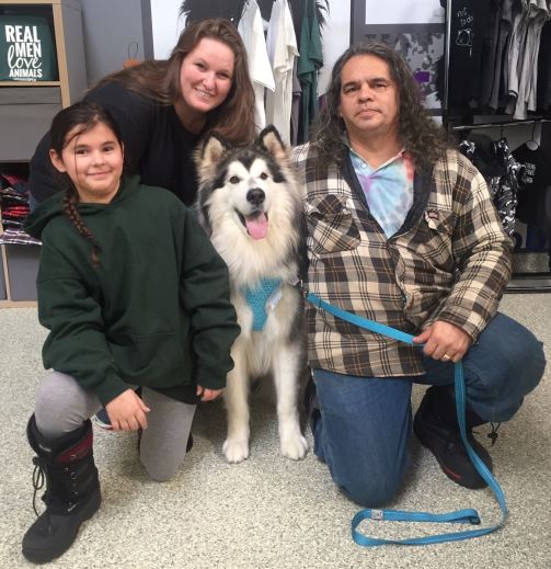 Family with dog, dog adoption