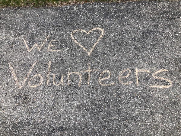 National Volunteer week, media release, chalk thank you
