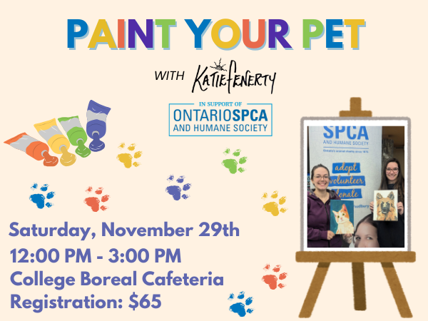 event image with canvas, paint and paw prints