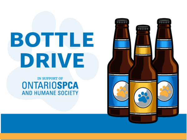 bottle drive event image with bottles and logo