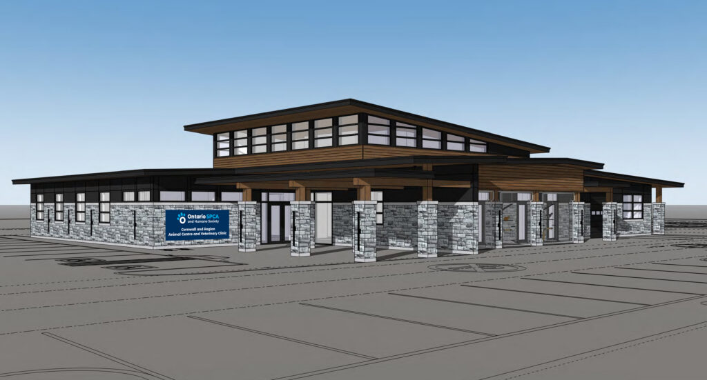 Outdoor rendering of new cornwall animal centre