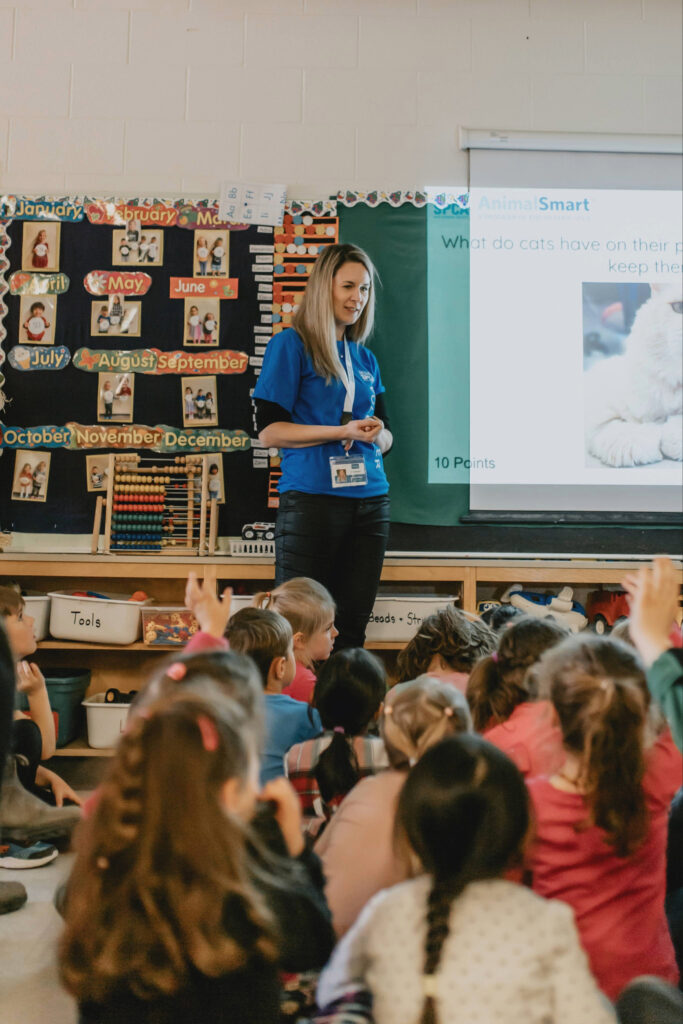 Volunteer giving a presentation